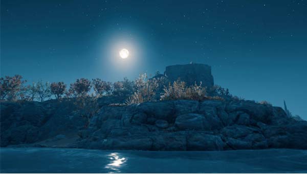 Полная Луна, греческий пейзаж