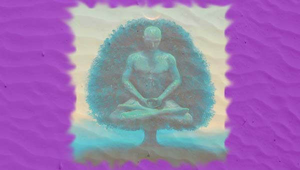 дерево и медитирующий монах