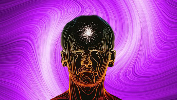 абстрактный человек на фиолетовом фоне