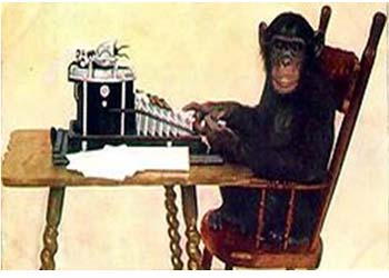 обезьяна за пишущей машинкой