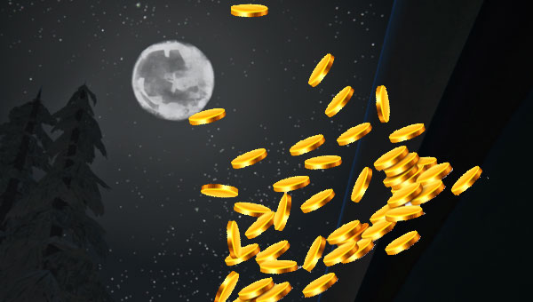 золотые монеты и Луна
