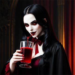 девушка вампир пьет кровь