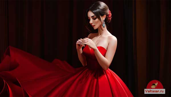 женщина в красном платье