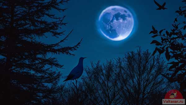 таинственная полная Луна в ночном небе