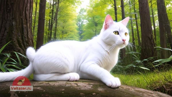 белый кот на природе