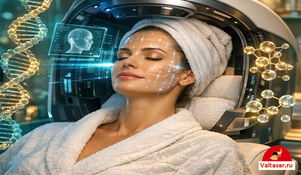 биохакинг -женщина на косметическом сеансе