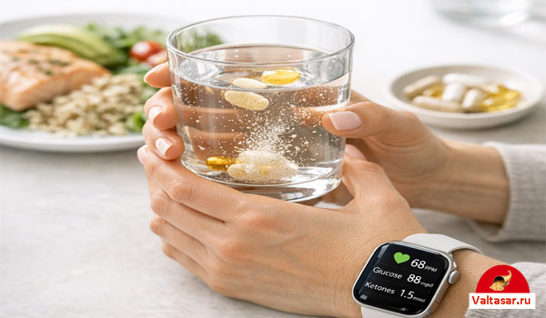 девушка в умных часах держит стакан воды