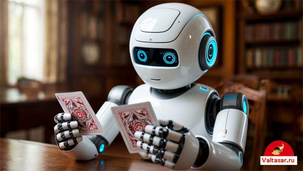 робот гадает на картах