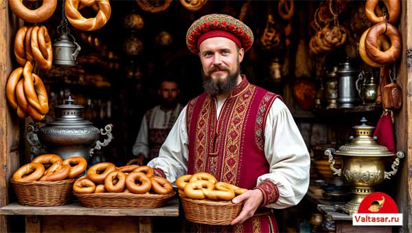 купец и самовары с баранками
