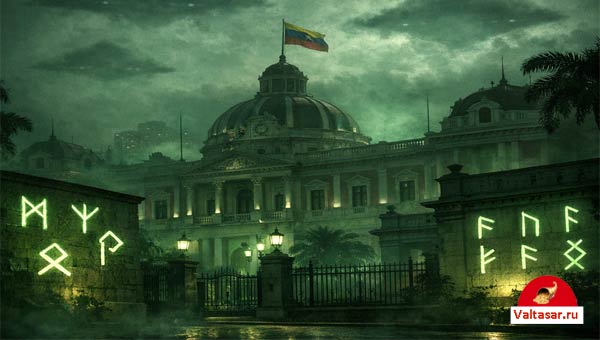 руны на дворце Мадуро