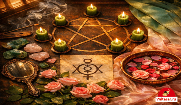 магия -зеркало, свечи, розы