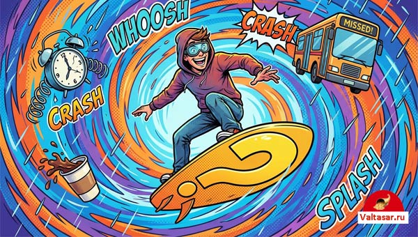 парень на скейте лавирует между неудачами