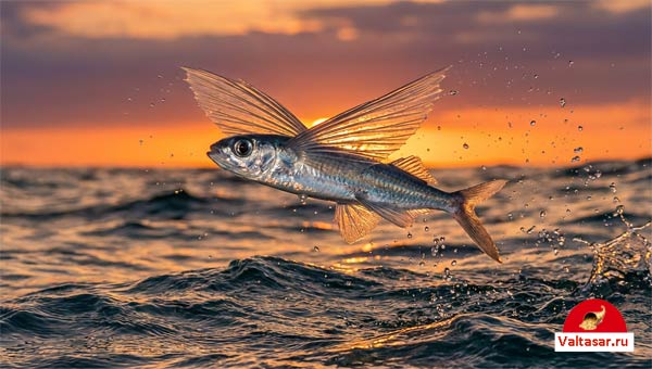 Летучая рыба выпрыгнула из воды