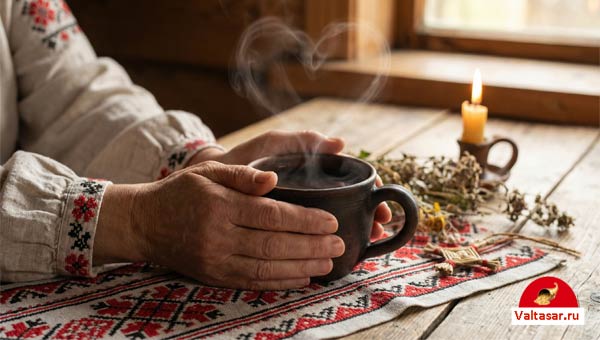 пожилая женщина держит в руках кружку с водой